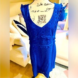 Lilly Pulitzer Kaylee Shift Petal Eyelet Dress Lapis Lazuli Size 16 EUC